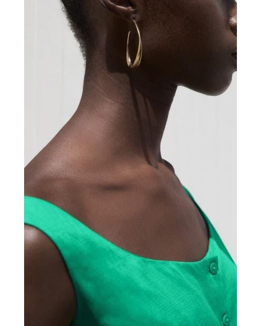 Mango Green Button-Up Midi Dress