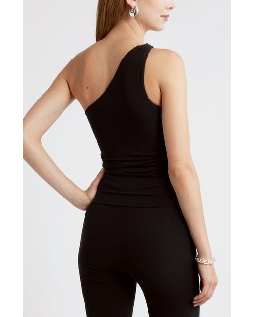 Open Edit Black Twist One-Shoulder Top