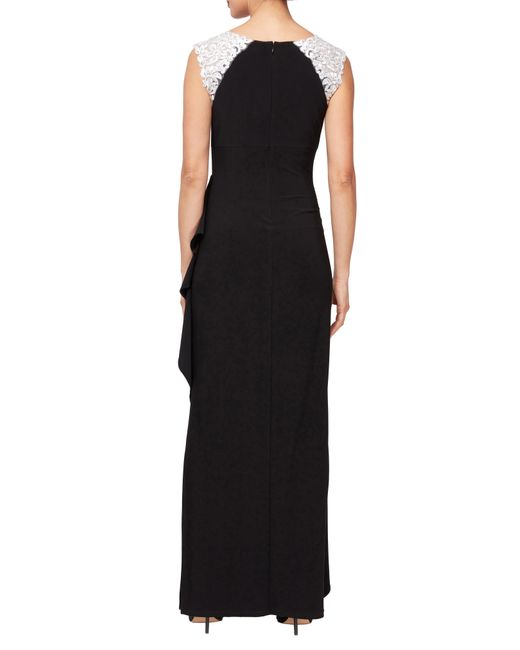Alex Evenings Black Embroidered Body-con Gown