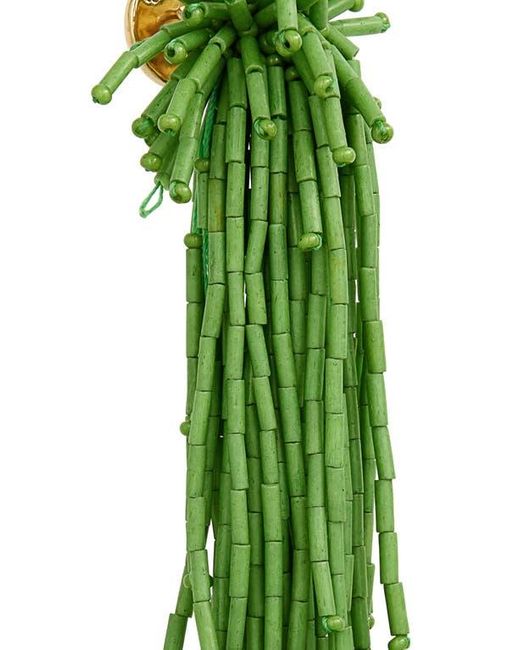 Oscar de la Renta Green Firework Beaded Tassel Earrings