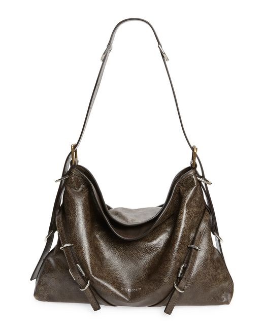 Voyou Medium Metallic Leather Shoulder Bag in Metallic - Givenchy