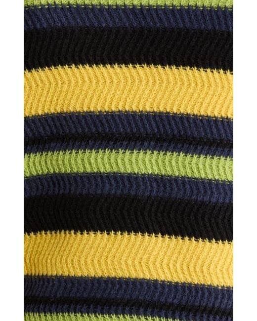 Pleasures Black Cooper Stripe Long Sleeve Polo Sweater for men