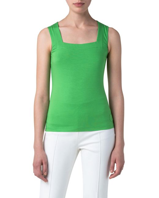 Akris Punto Green Square Neck Sleeveless Fitted Top