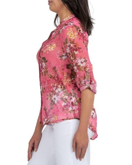 Kut From The Kloth Red Jasmine Chiffon Button-Up Shirt