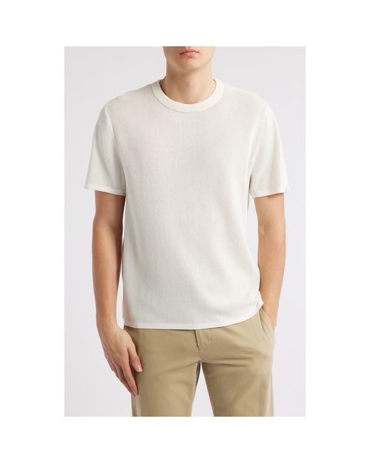 Rag Bone Men's White Harvey Ringer Cotton Blend Mesh T-Shirt