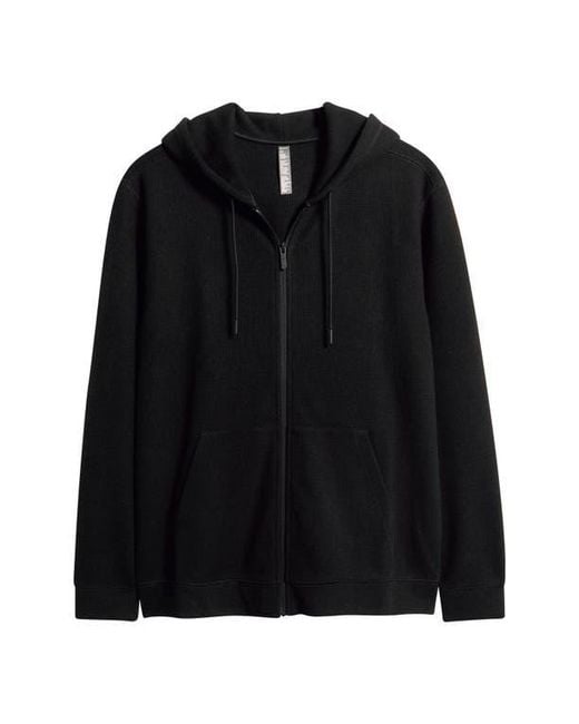 Zella Black Waffle Knit Zip-Up Hoodie for men