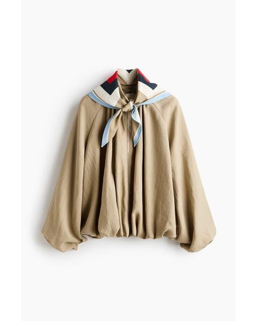 H&M Natural Bubble-Hem Jacket With Scarf