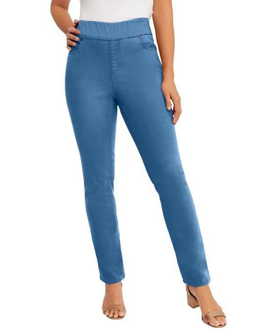 Jessica London Blue Comfort Waist Stretch Denim Straight Leg Jean