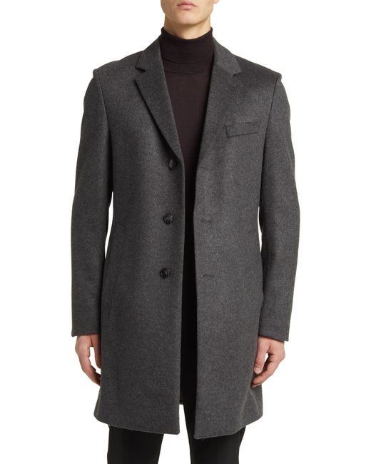 Boss Gray Hyde Longline Wool Blend Coat for men