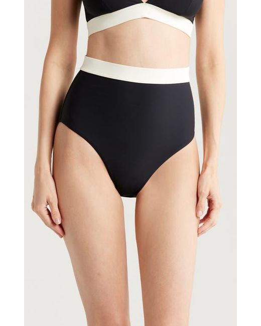 Bondi Born Black Lina Colorblocked Bikini Bottoms