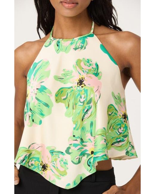 Astr Green Halter Scarf Top