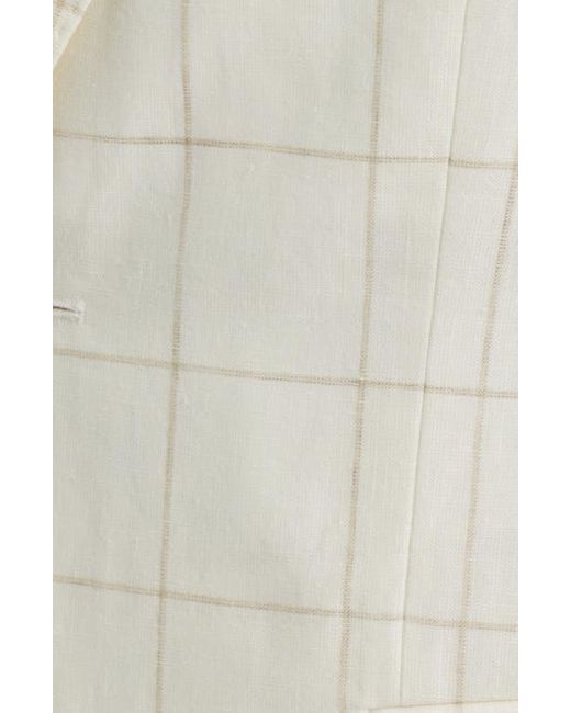 Boss White Hutson Slim Fit Windowpane Check Linen Blend Sport Coat for men