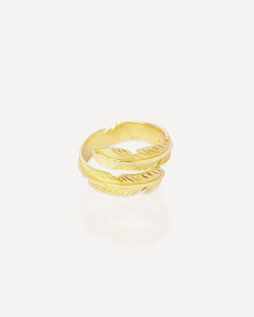 Ottoman Hands Metallic Feather Ring