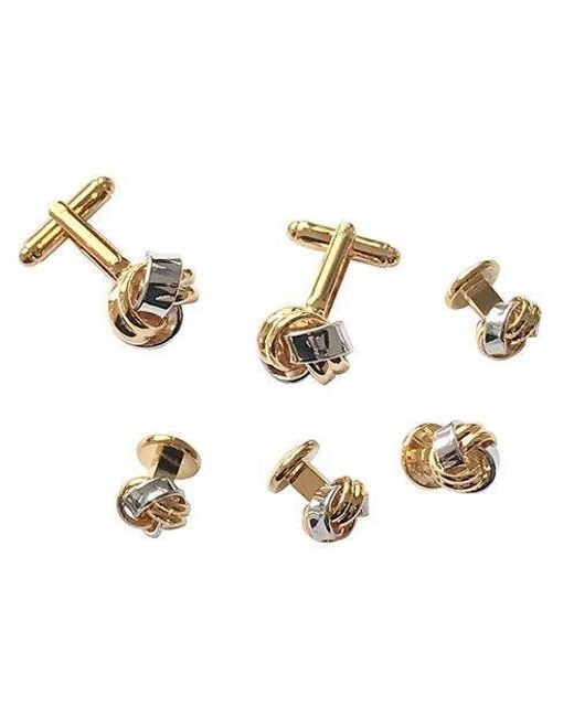 Link Up Metallic Classic Knot Cufflinks And Stud Sets for men