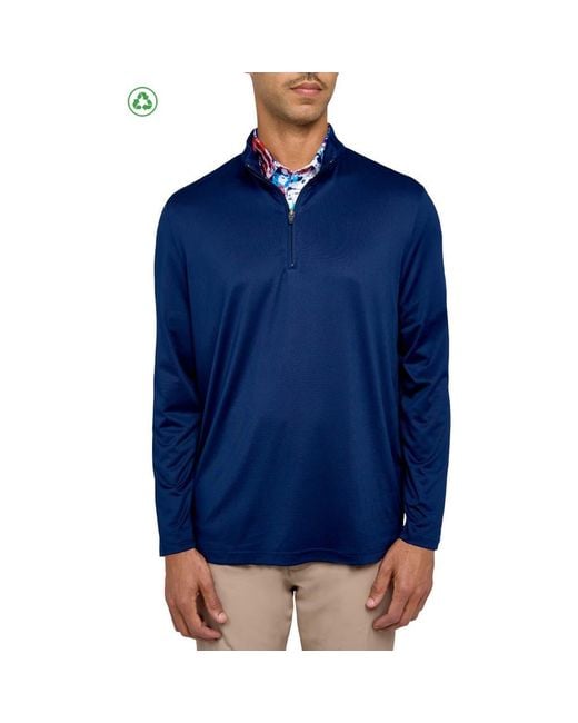 Con.struct Blue Regular Fit Melange Recycled Performance Quarter Zip for men