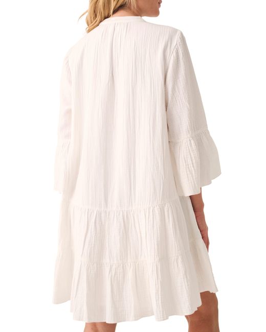 Faherty Brand White Dream Gauze Tiered Organic Cotton Minidress