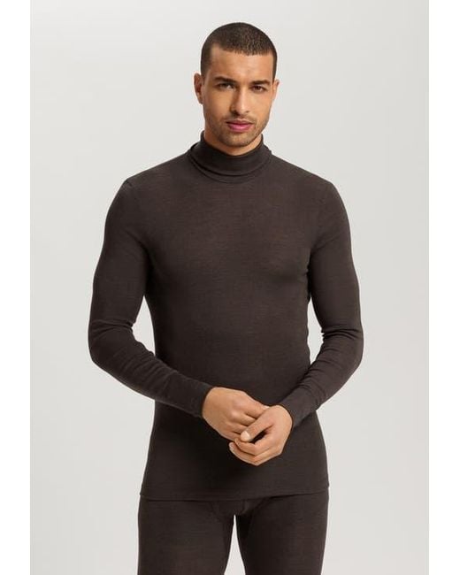 Hanro Black Woolen Silk Thermal Turtleneck for men