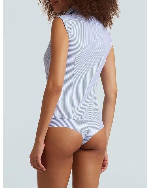 Commando Gray Classic Printed Sleeveless Button Down Bodysuit