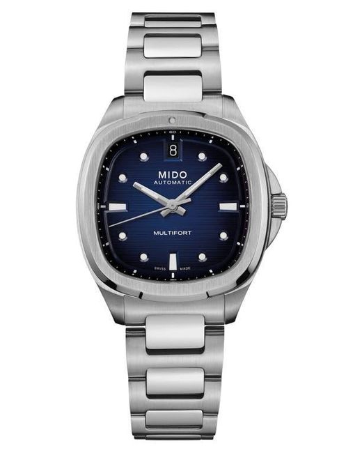 MIDO Gray Multifort Square Automatic Bracelet Watch, 35Mm