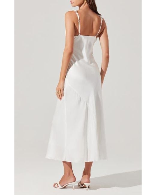 Astr White Zoie Ruffle Neck Satin Slipdress