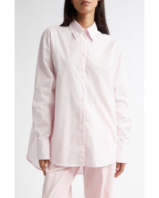 Totême  Pink Wide Sleeve Cotton Poplin Button-Up Shirt