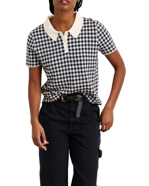 Alex Mill Black Carly Gingham Cotton & Cashmere Polo