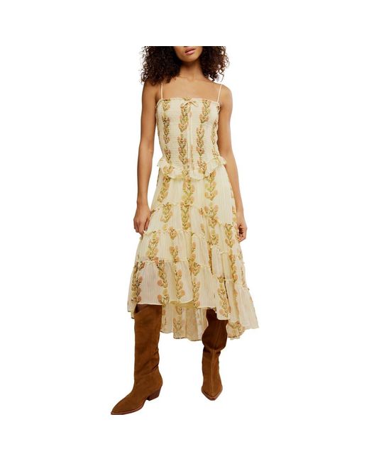 Free People Metallic Alejandra Smocked Bodice Tiered Sundress