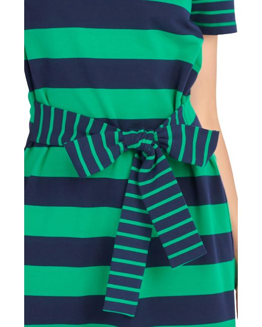 English Factory Green Stripe Tie Front Midi T-shirt Dress