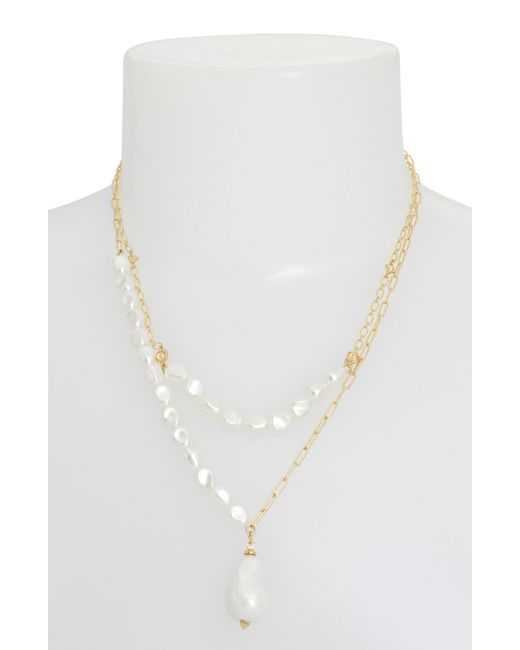 AllSaints Multicolor Imitation Pearl Pendant Layered Necklace