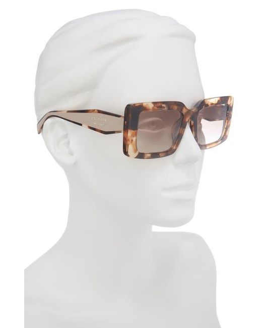 Prada Brown 53Mm Rectangular Sunglasses