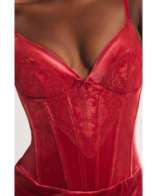 Savage x Fenty Red Plush Rush Underwire Corset Slipdress
