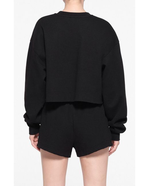 Skims Black Fleece Crop Sweatshirt