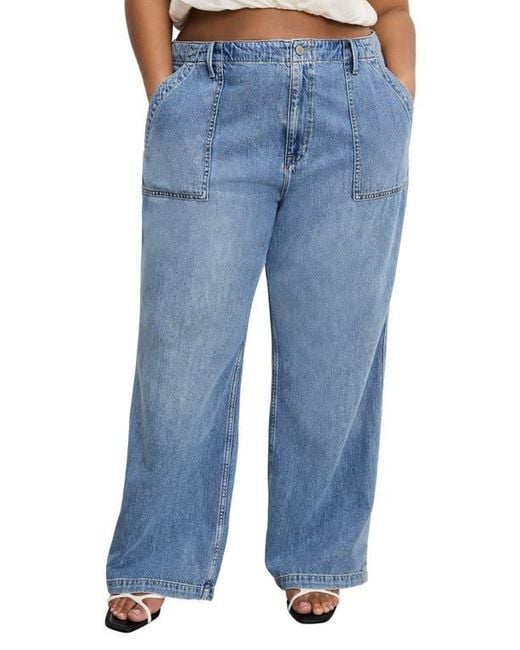 GOOD AMERICAN Blue Lite Drawstring Jeans