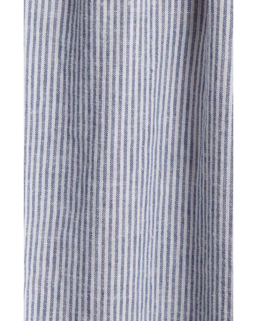 Caslon Blue Caslon(r) Stripe Pintuck Detail Linen Blend Dress