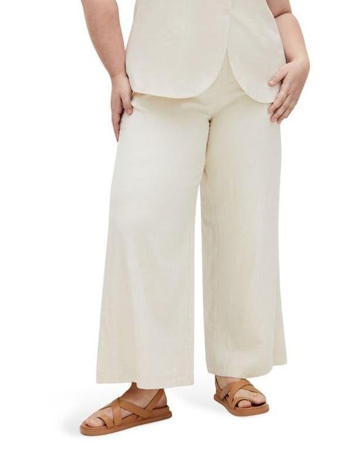 City Chic Natural Viven Linen Blend Wide Leg Pants