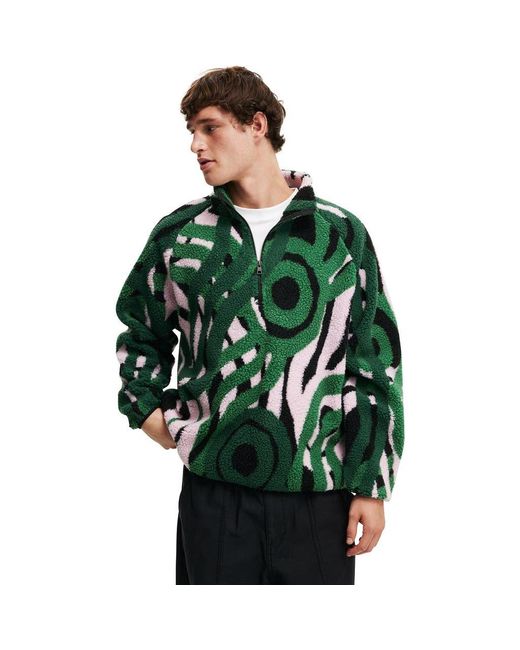 Cotton On Green Tylah Saunders Teddy 1/2 Zip Fleece for men