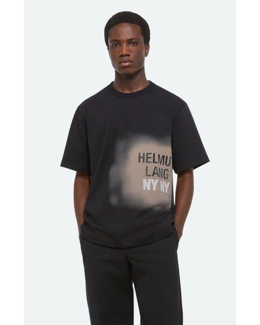 Helmut Lang Black Spray Paint Logo Short Sleeve T-Shirt for men