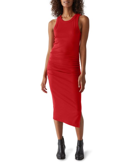 Michael Stars Red Wren Side Slit Sleeveless Body-con Midi Dress