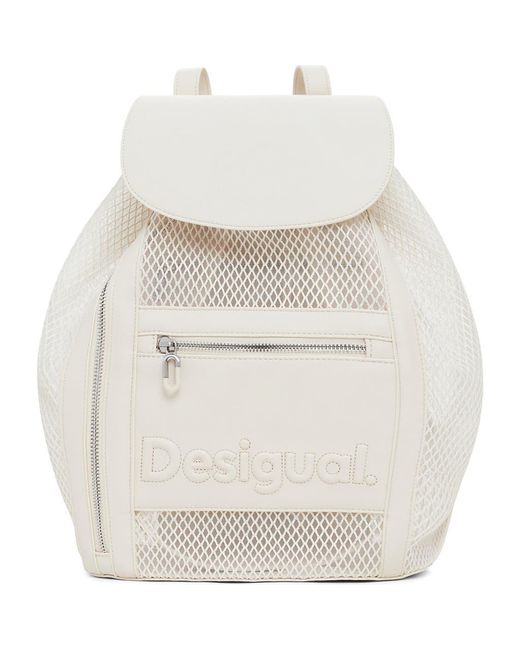 Desigual White Medium Fishnet Mesh Backpack