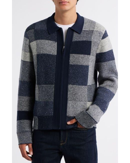 Paul Smith Blue Patchwork Cotton & Wool Blend Zip Cardigan for men