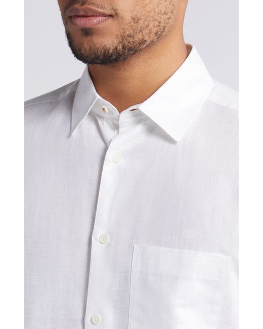 Ted Baker White Palomas Regular Fit Short Sleeve Linen & Cotton Button-up Shirt for men