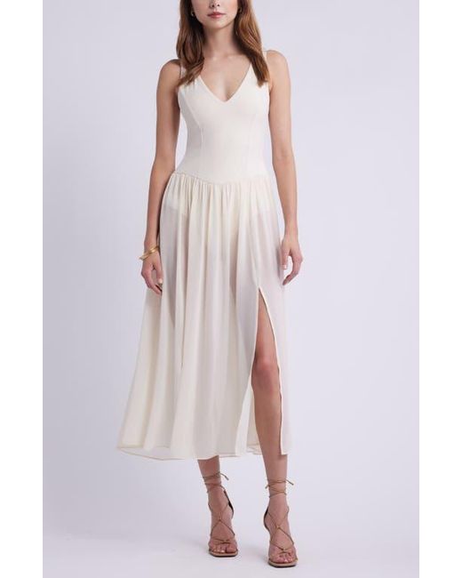 Open Edit Multicolor Mixed Media Side Slit Tank Dress
