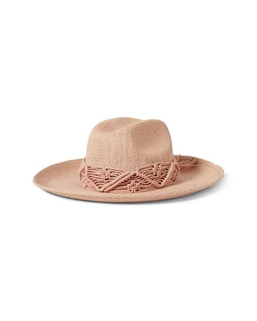 Brixton Pink Matteo Macramé Accent Straw Hat
