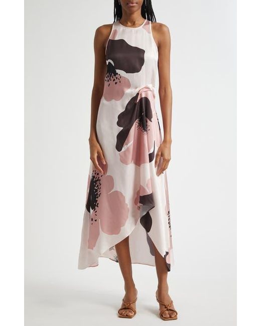 reiss pink floral dress Reiss Chiffon Floral Cape Maxi Dress in Pale Pink