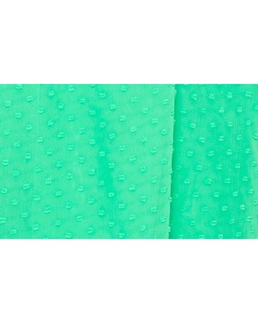 Buxom Couture Green Swiss Dot Long Sleeve Chiffon Shift Dress