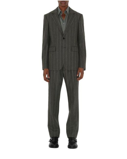 Burberry Black Pinstriped Wool Tailored Trousers for men