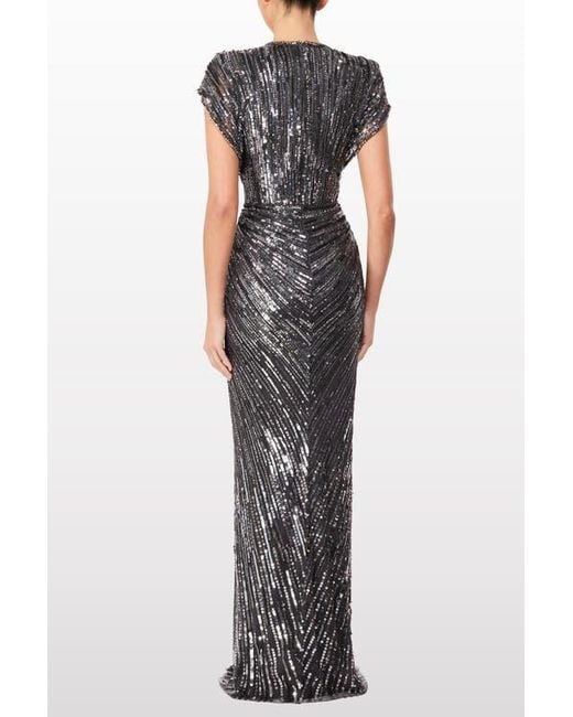 Jenny Packham Blue Zola Sequin-Embellished V-Neck Maxi Dress