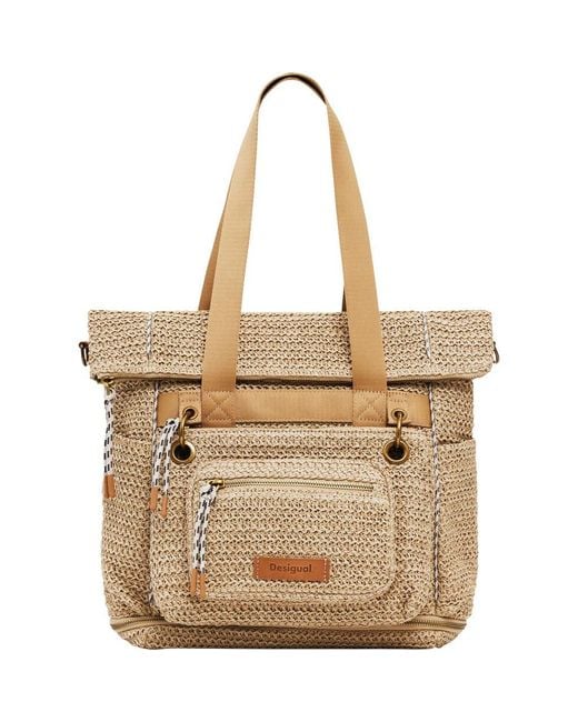 Desigual Natural Large Raffia Backpack