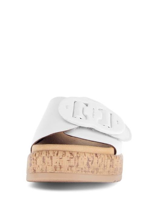 Gabor White Platform Slide Sandal