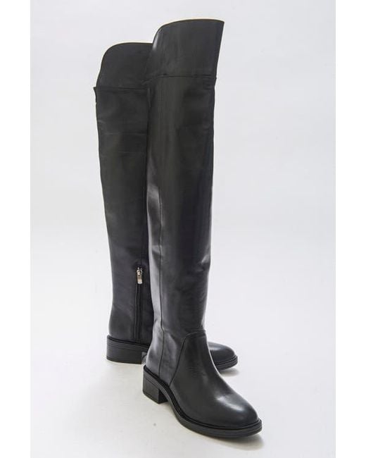 Forever & Always Shoes Women's Black Petya Leather Over The Knee Boot